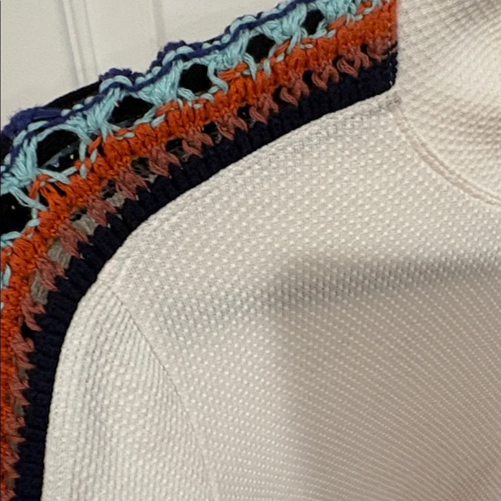 Free People Cream Knit Top with Multicolor Sleeves - Picture 4 of 4